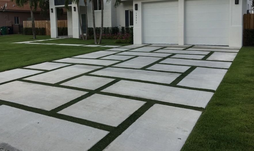 turf and pavers driveway installed in Jacksonville Beach FL