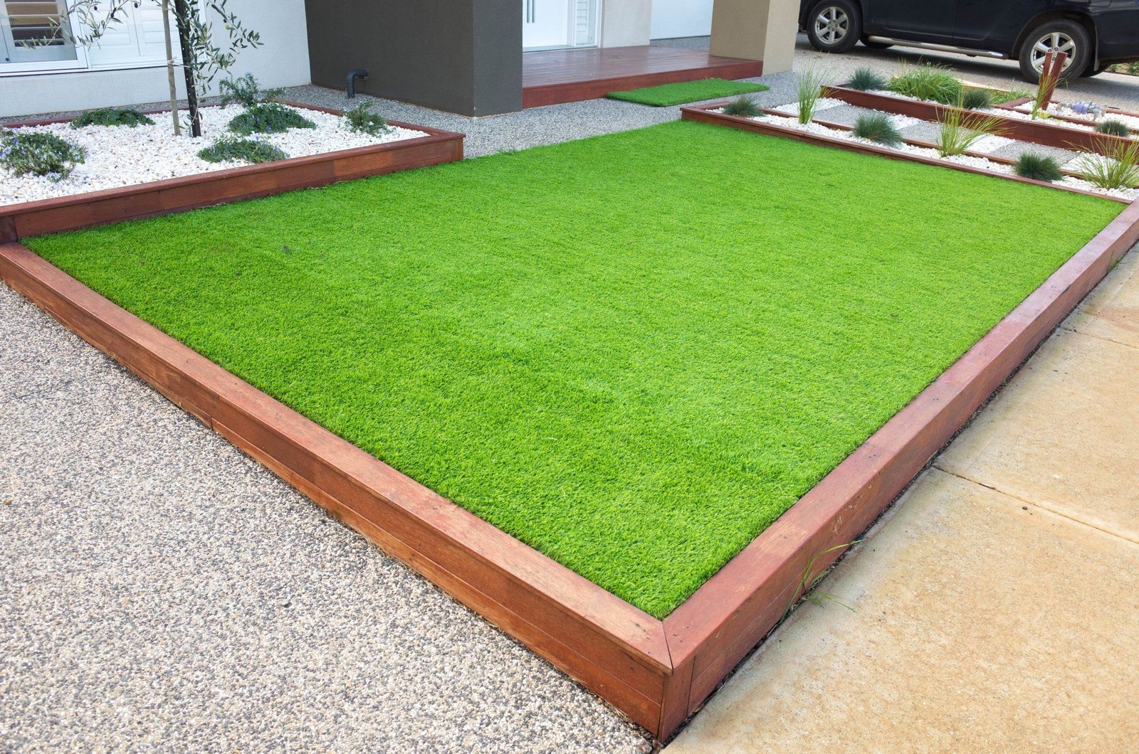 Artificial turf patio installed at a home in Gilbert Arizona